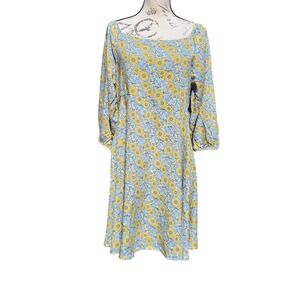 Beetlejuice NWT‎ Yellow Sunflower Blue Floral Dress Smocked Back Juniors XXL